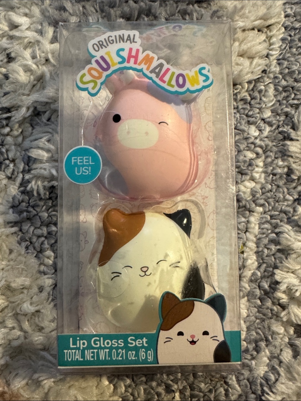 Squishmallows Lip Gloss Set - Pink Pig & Cream Calico Cat